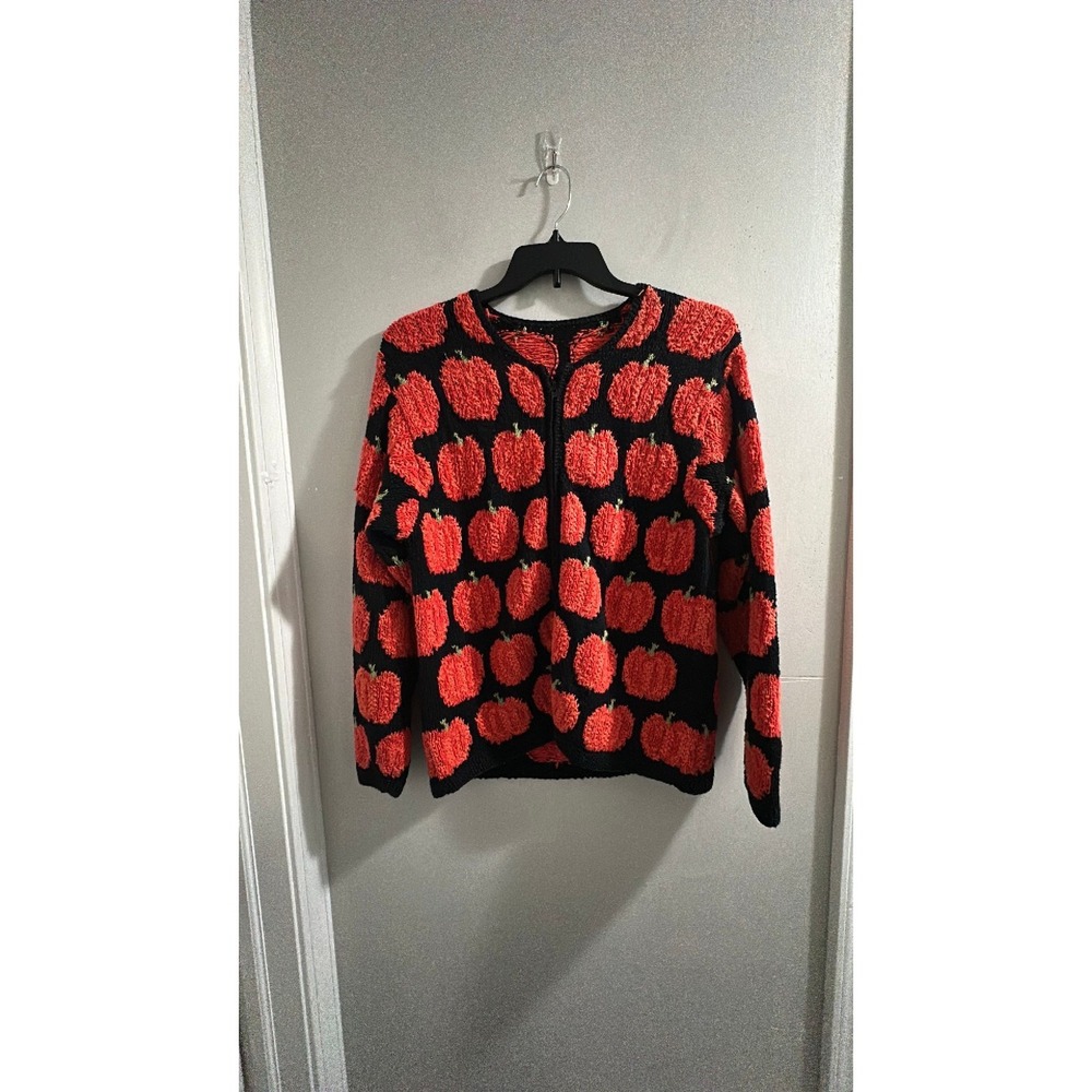 Vintage adult pumpkin zip sweater PTP 20"